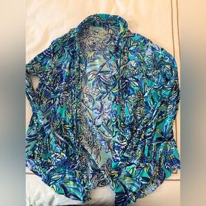 Lilly Pulitzer Blue and Green Patterned Top